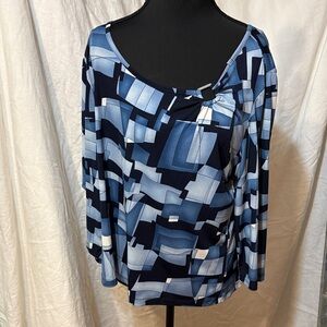 Briggs New York Abstract Blue Blouse